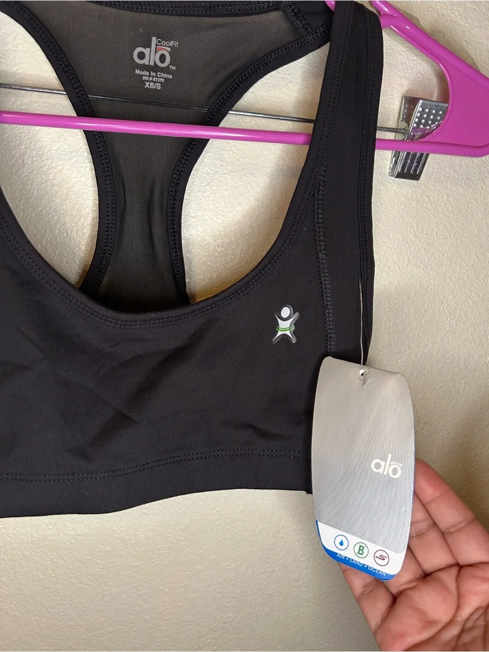 ALO Yoga Black Racerback Sports Bra with Subtle Logo